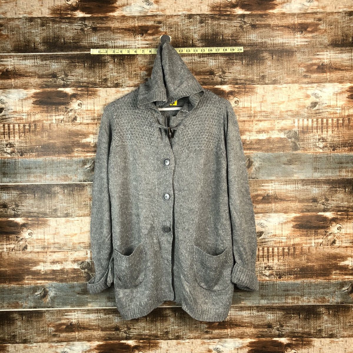 Homespun Knitwear Shoo La Reu Grey cardigan Knitwear #A2222 Size US L / EU 52-54 / 3 - 1 Thumbnail