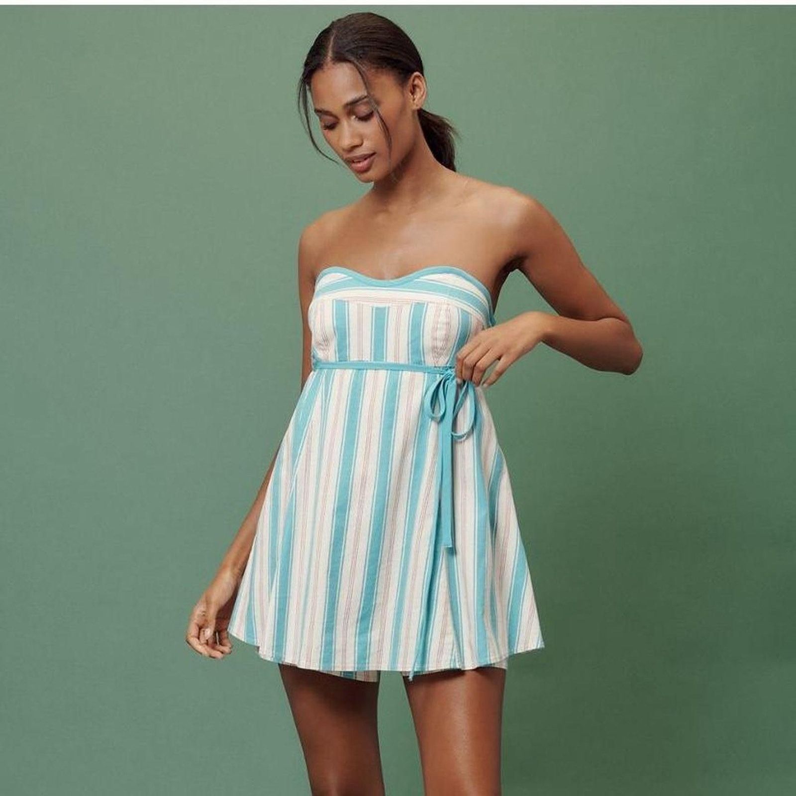 Anthropologie NWT Maeve x Anthropologie Babydoll Linen Blend Romper Size 34" / US 12 / IT 48 - 2 Thumbnail
