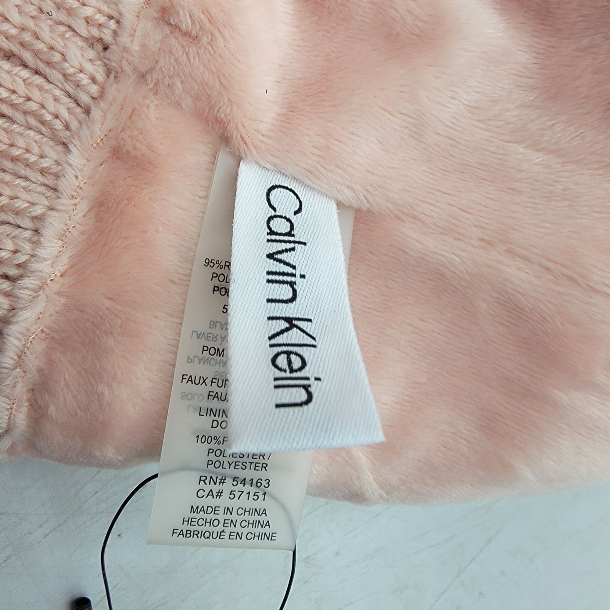 Calvin Klein Calvin Klein Womens Pink Blush Pom Beanie Hat Faux Fur Winte Size ONE SIZE - 4 Thumbnail