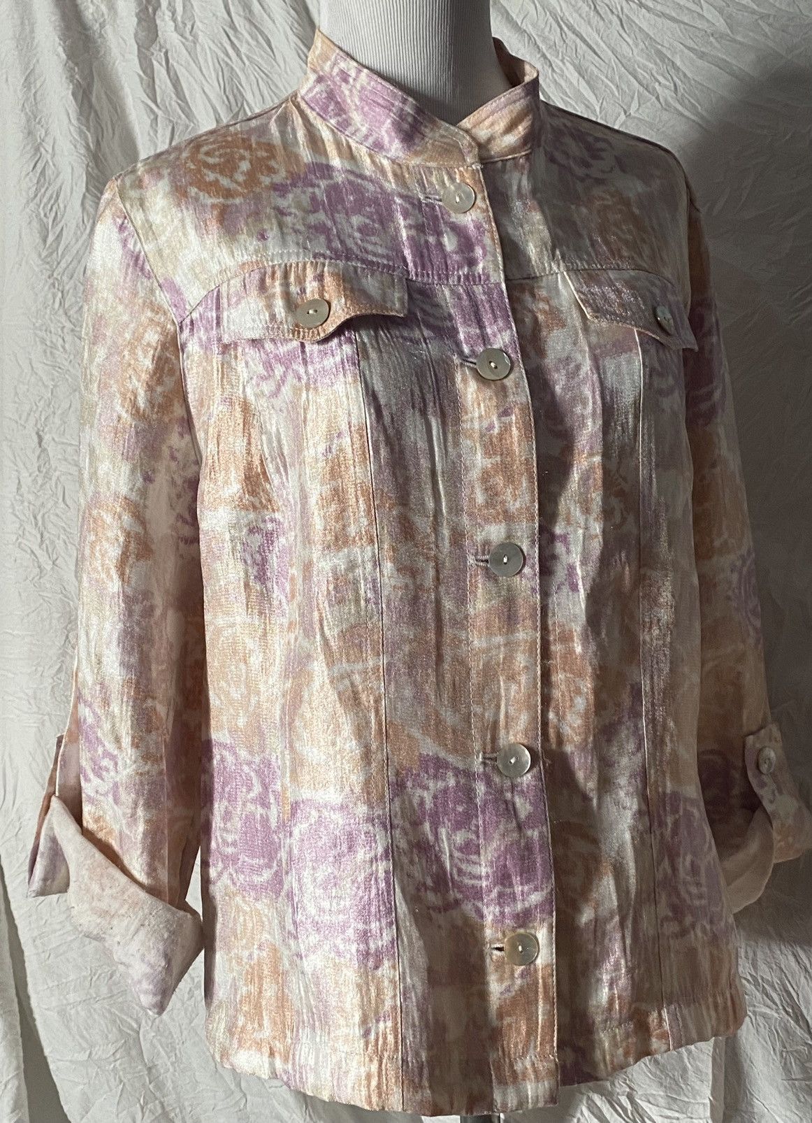Vintage Ruby Rd., Vintage, Pastel, Rose Print, Lightweight Jacket Size S / US 4 / IT 40 - 9 Thumbnail