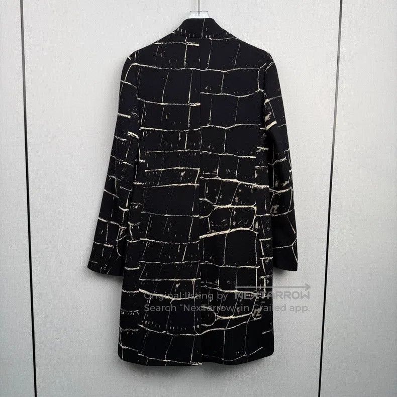 Max Mara Max Mara Black Rock Pattern Wool Single-breasted Overcoat Size XS / US 0-2 / IT 36-38 - 2 Thumbnail