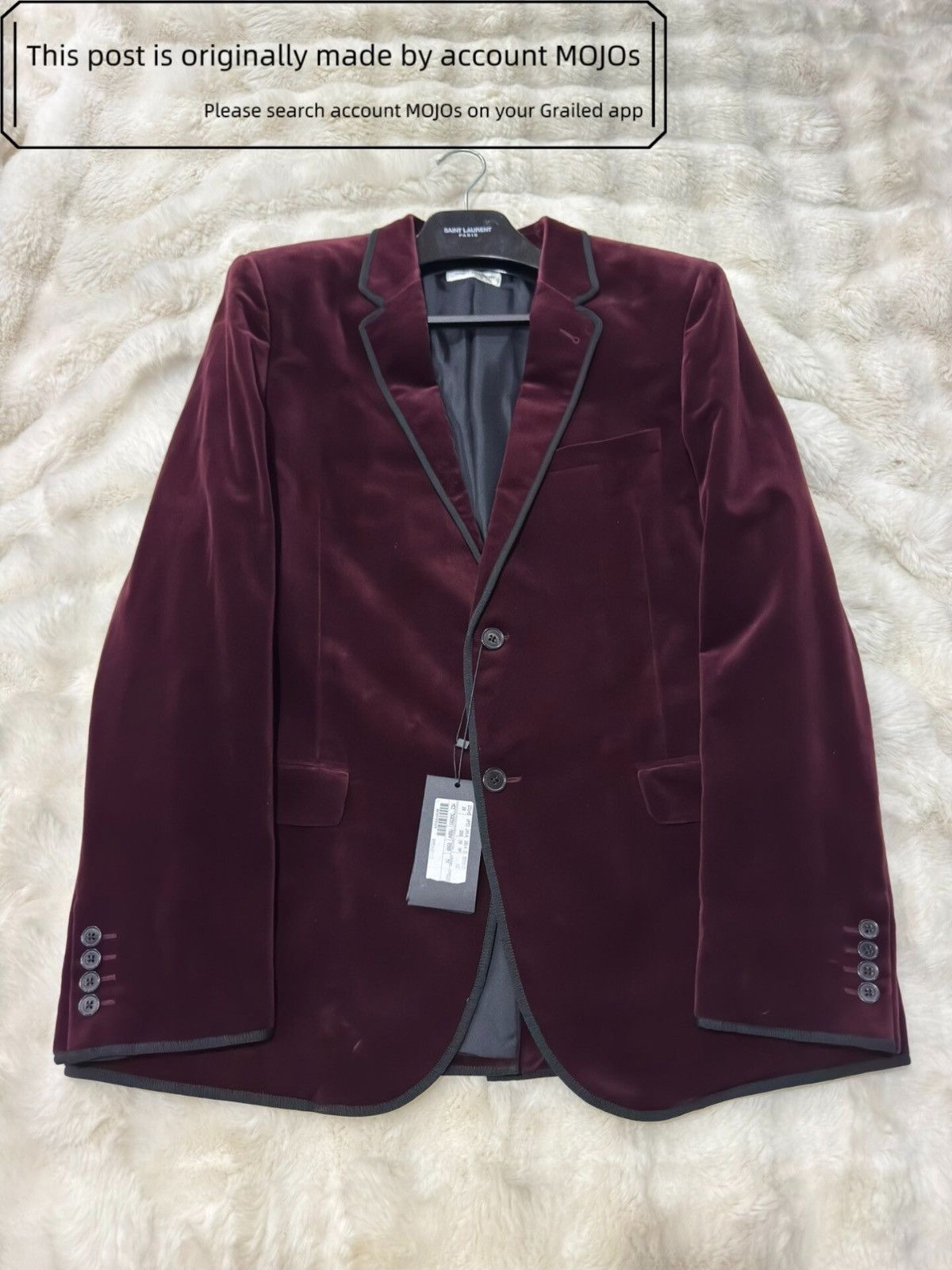 Saint Laurent Paris Sz 54 Saint Laurent Paris Wine Velvet Blazer Jacket mojos170 Size US L / EU 52-54 / 3 - 1 Thumbnail
