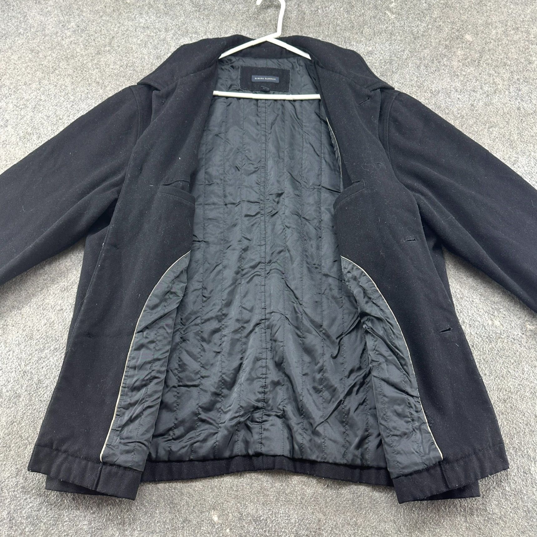 Banana Republic VINTAGE Banana Republic Jacket Mens XL Black Wool Chore Barn Coat Lined 90s Overcoat Size US XL / EU 56 / 4 - 3 Thumbnail