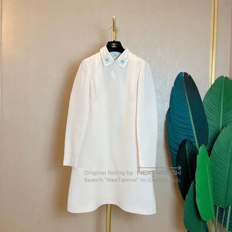 Valentino Valentino Off-white stand-up collar patchwork dress Size M / US 6-8 / IT 42-44 - 1 Thumbnail