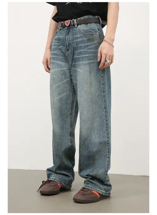VIBE American retro men's street loose casual distressed jeans Size US 32 / EU 48 - 4 Thumbnail