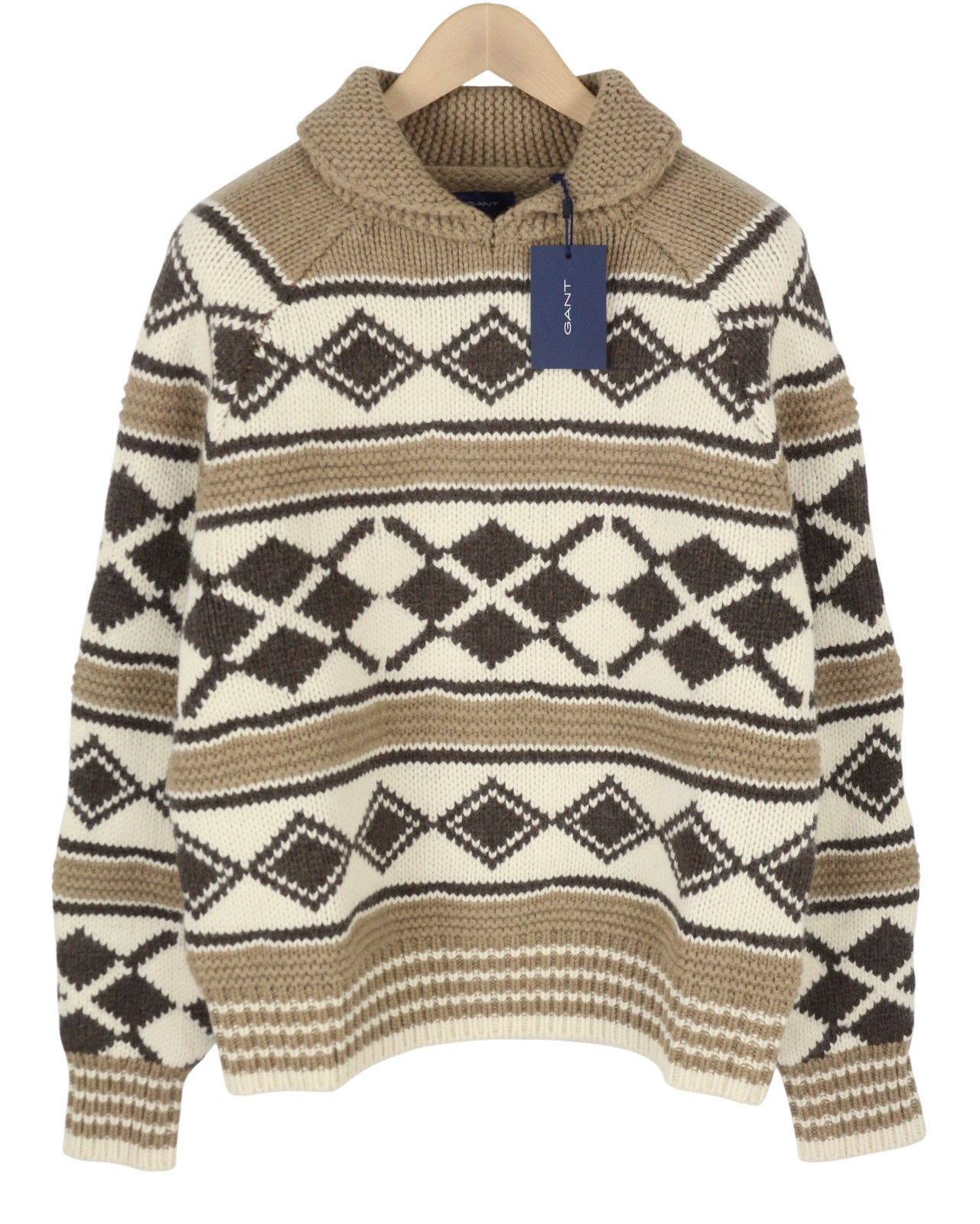 Gant OVERSIZED DIAMOND M Brown Melange Wool Alpaca Jumper 87245 Size US M / EU 48-50 / 2 - 3 Thumbnail
