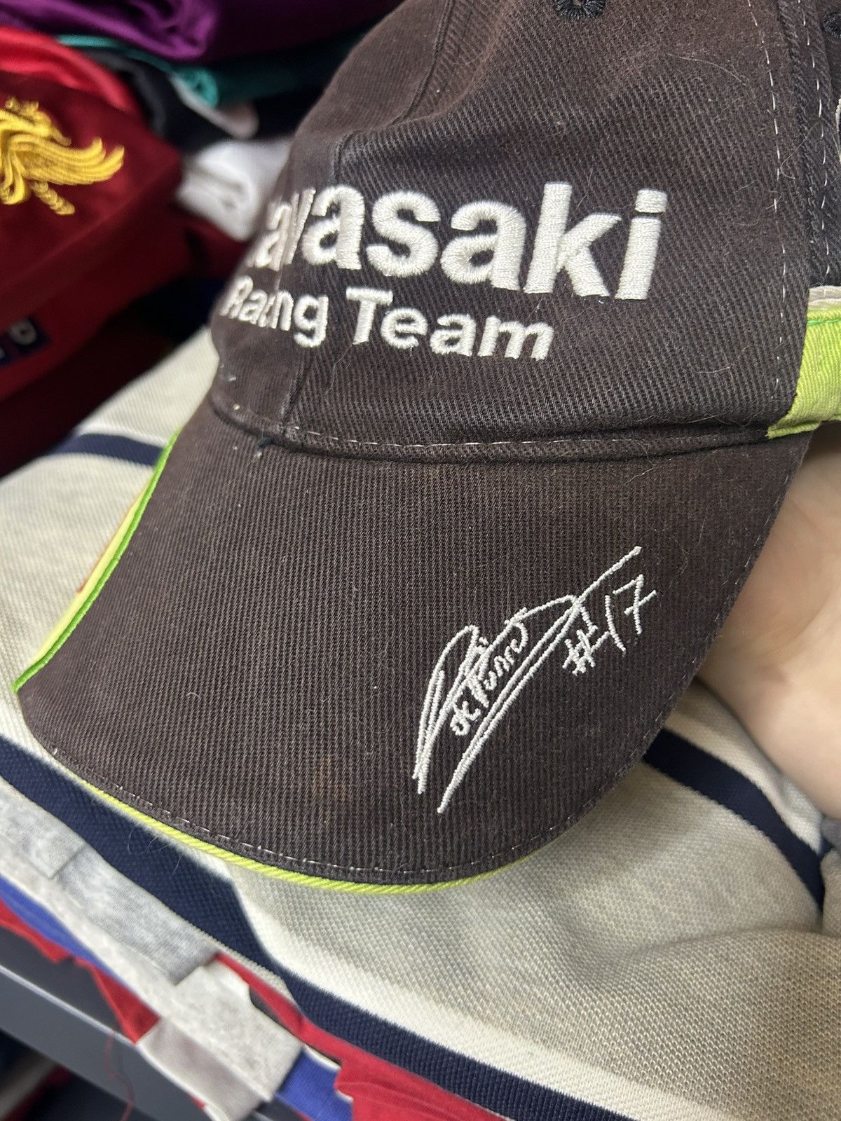 Vintage Vintage Kawasaki Racing Team x Team Eckl Cap #17 Signed Size ONE SIZE - 2 Thumbnail