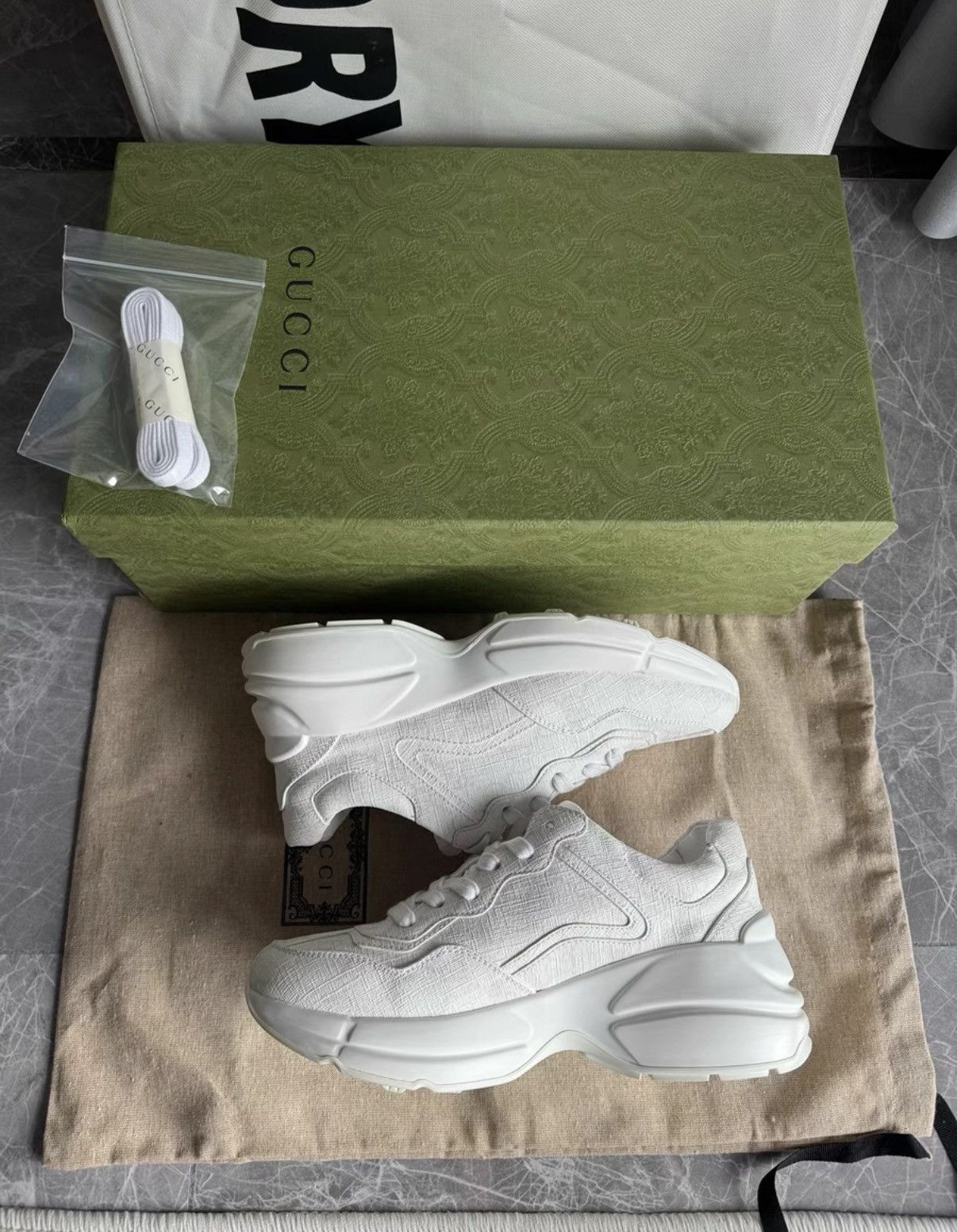 Gucci Gucci Rhyton dad sneakers, white with GG monogram K6 Size US 5.5 / IT 35.5 - 7 Thumbnail
