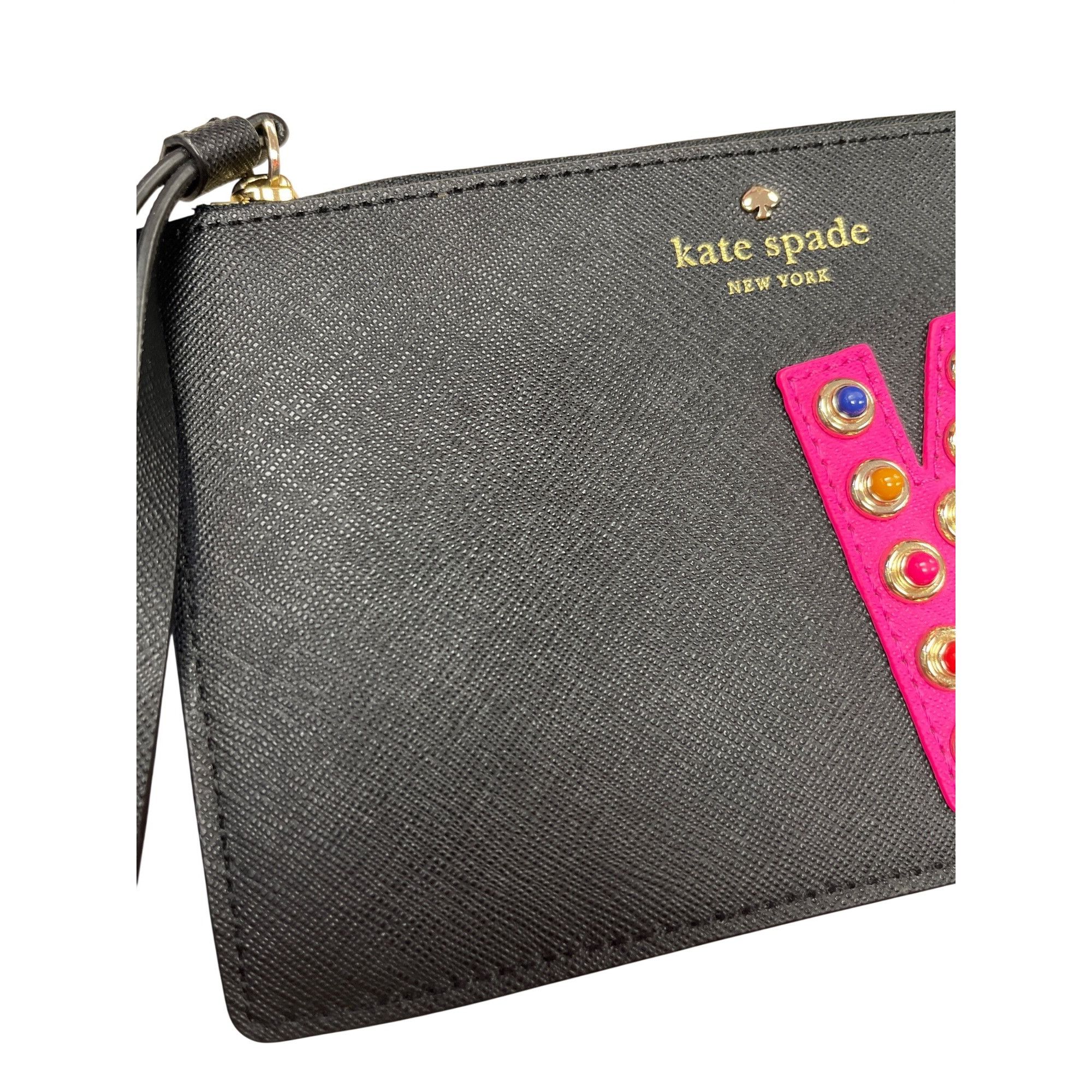 Kate Spade Kate Spade NY black leather bejeweled wristlet clutch bag SK Size ONE SIZE - 2 Thumbnail