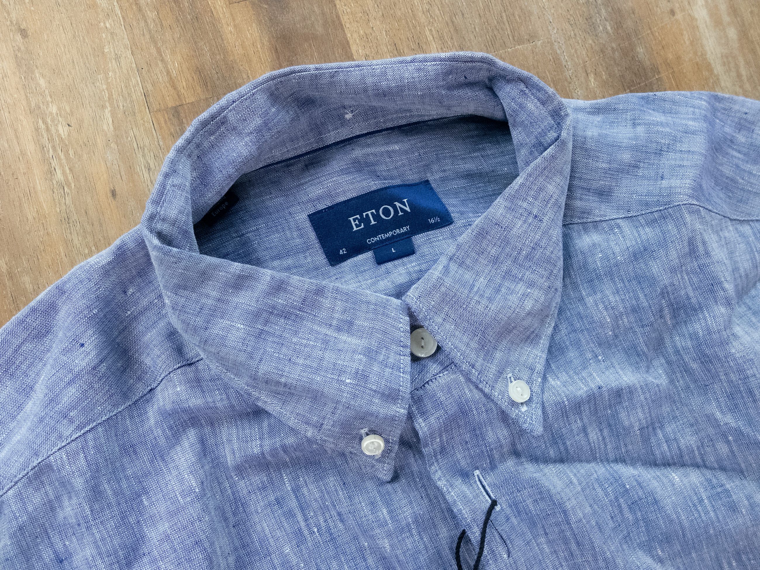 Eton ETON of Sweden contemporary fit blue linen shirt 42 Large Size US L / EU 52-54 / 3 - 5 Thumbnail