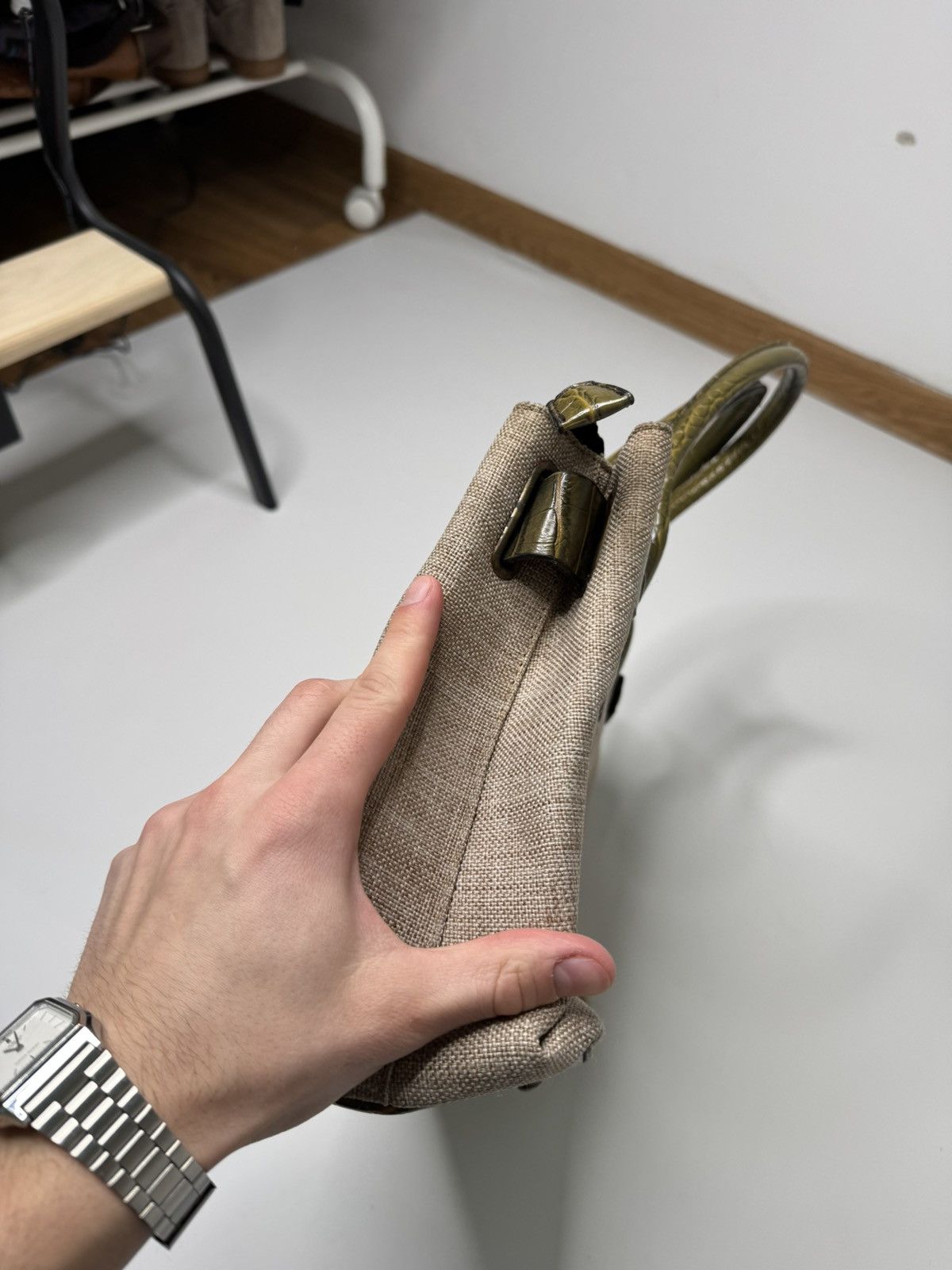 Vintage Vintage beige canvas bag avant garde if6was9 lgb swag 00s Size ONE SIZE - 4 Thumbnail