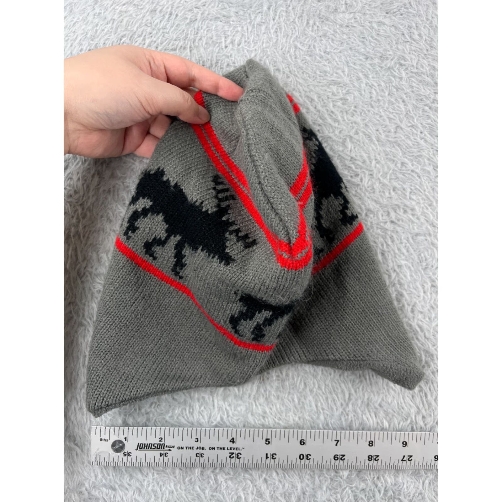 Vintage Moose Beanie Toque Adult One Size Gray Knit Lined Ear Flaps Acrylic Polyester Size ONE SIZE - 3 Thumbnail