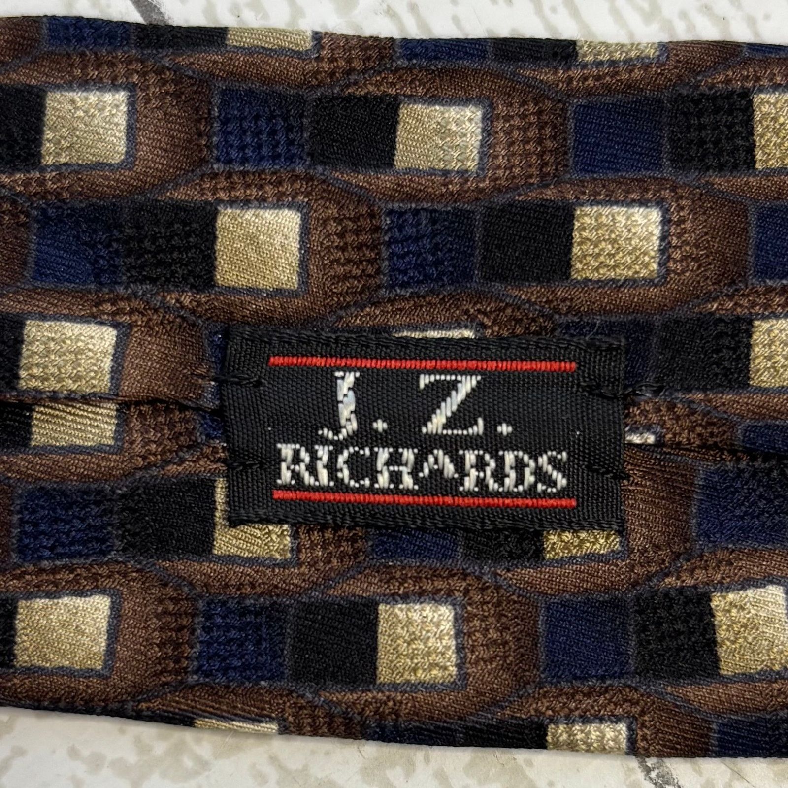 Other J.Z. Richards for Nordstrom Silk Tie Brown and Navy Size ONE SIZE - 5 Thumbnail