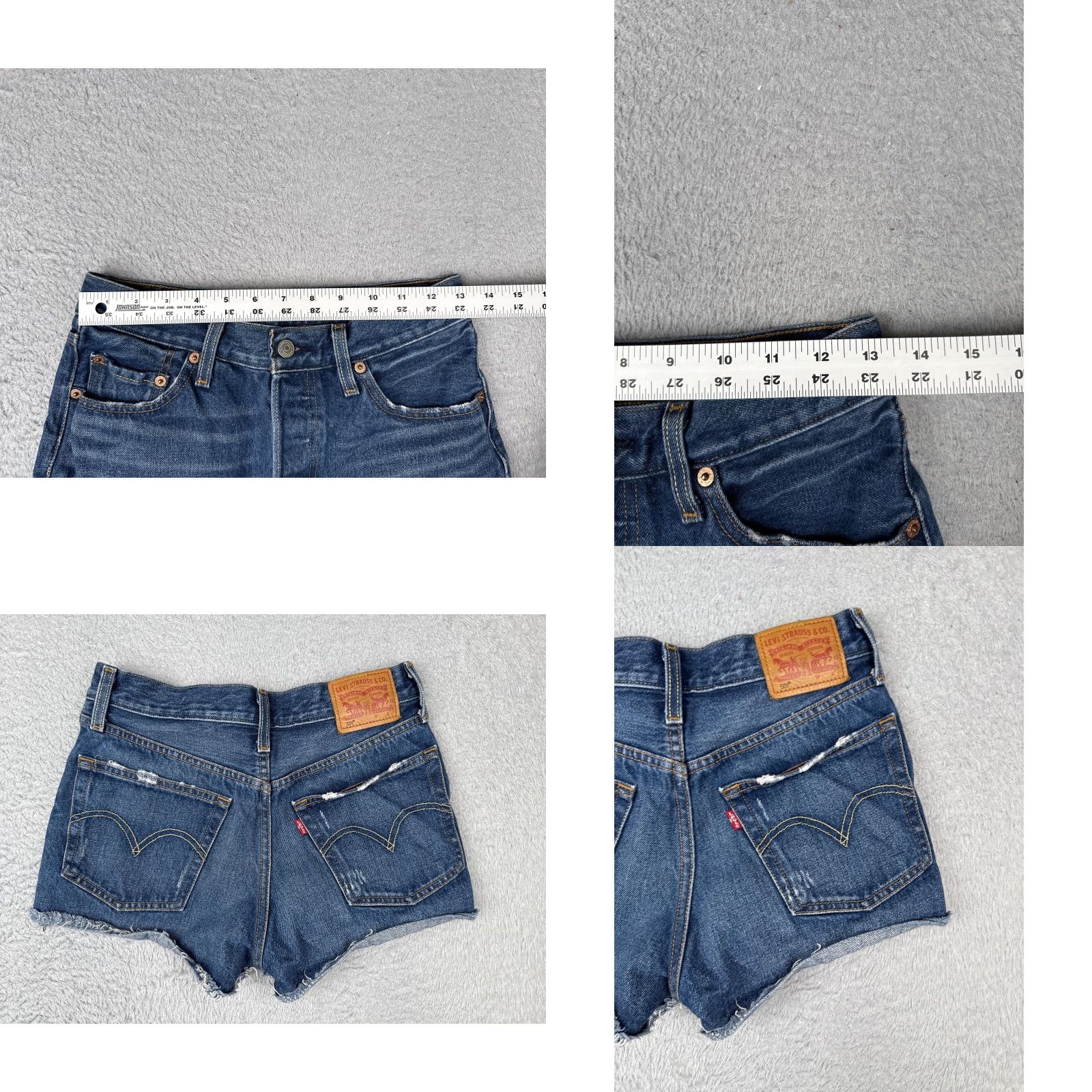 Levi's VINTAGE Levis 501 Shorts Womens 25x2 Blue Denim Button Fly Cutoff Distressed High Rise Casual 5-Pocket Womens Size 42" / US 20 - 9 Thumbnail