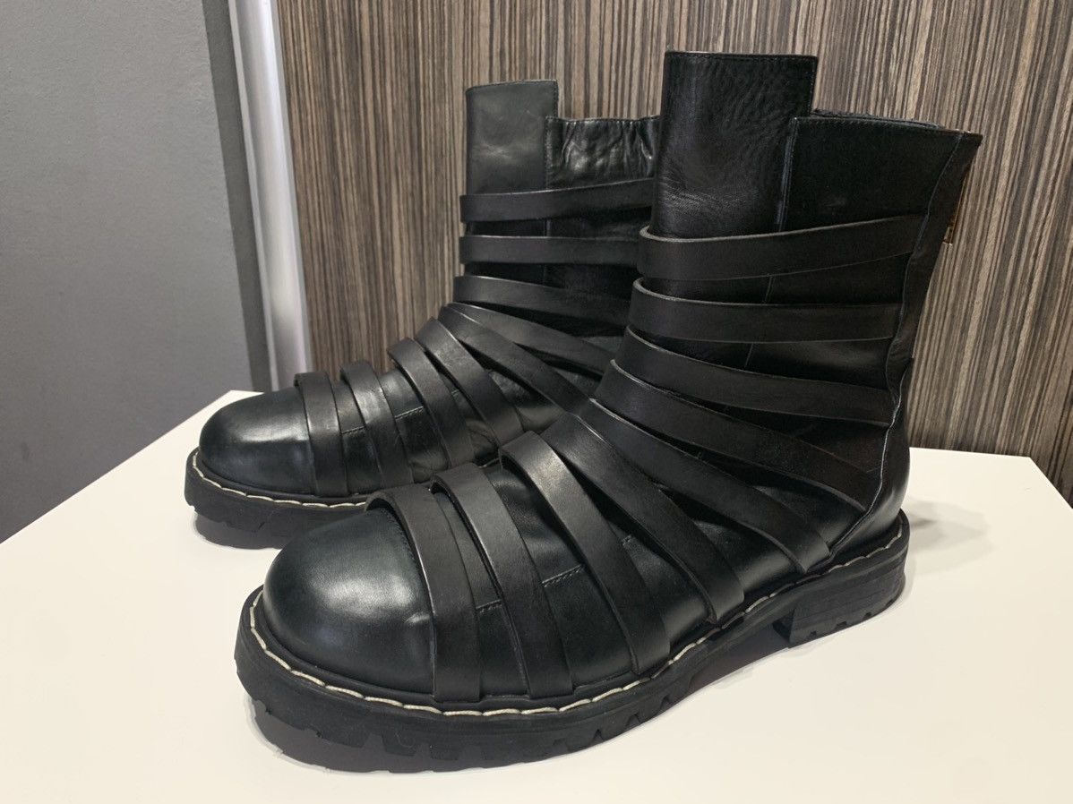 image of Gareth Pugh Ankle Boots Men’S Leather Zipper Sz:43/us 11 in Black, Men's