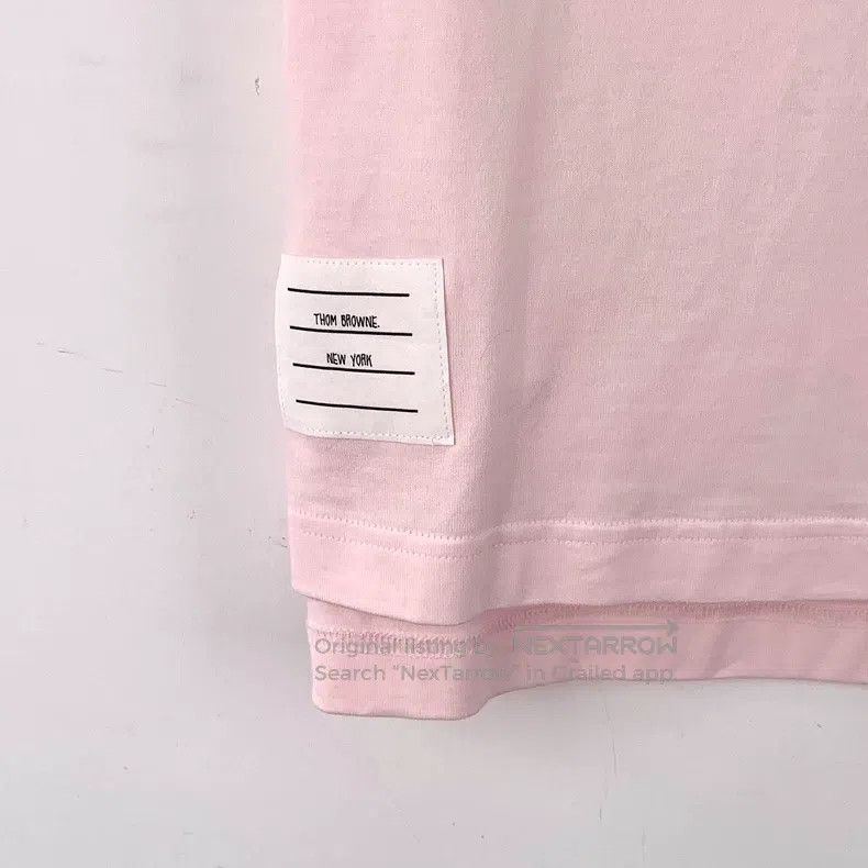 Thom Browne Thom Browne Pink cotton round-neck short-sleeved shirt wit Size S / US 4 / IT 40 - 4 Thumbnail