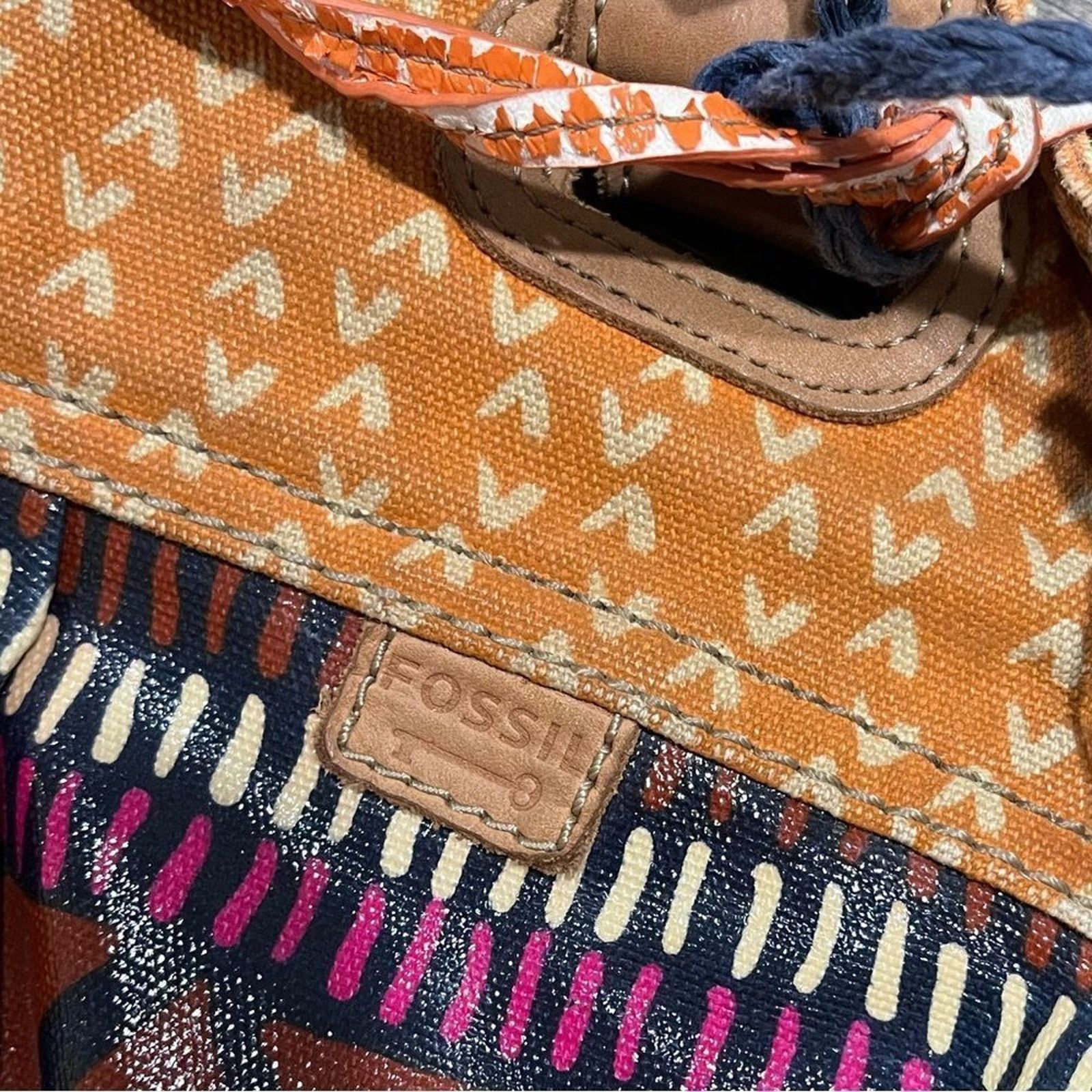 Fossil FOSSIL Coated Canvas LG Shoulder Bag Tote Floral Aztec Size ONE SIZE - 8 Thumbnail