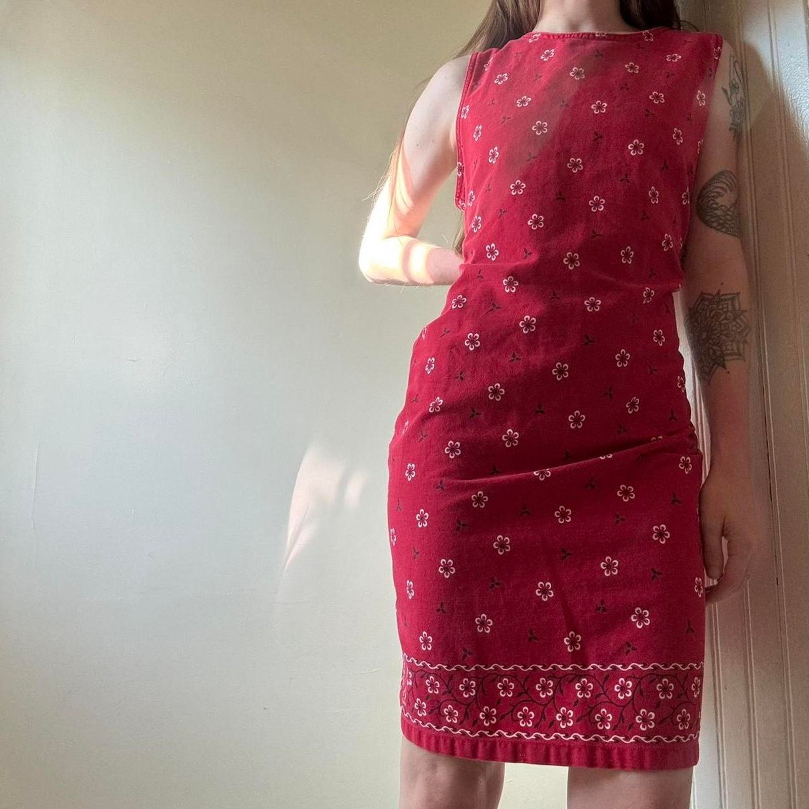 AMI Vintage A.M.I. Red Bandana Cotton Shift Dress Small Summer Size S / US 4 / IT 40 - 1 Thumbnail