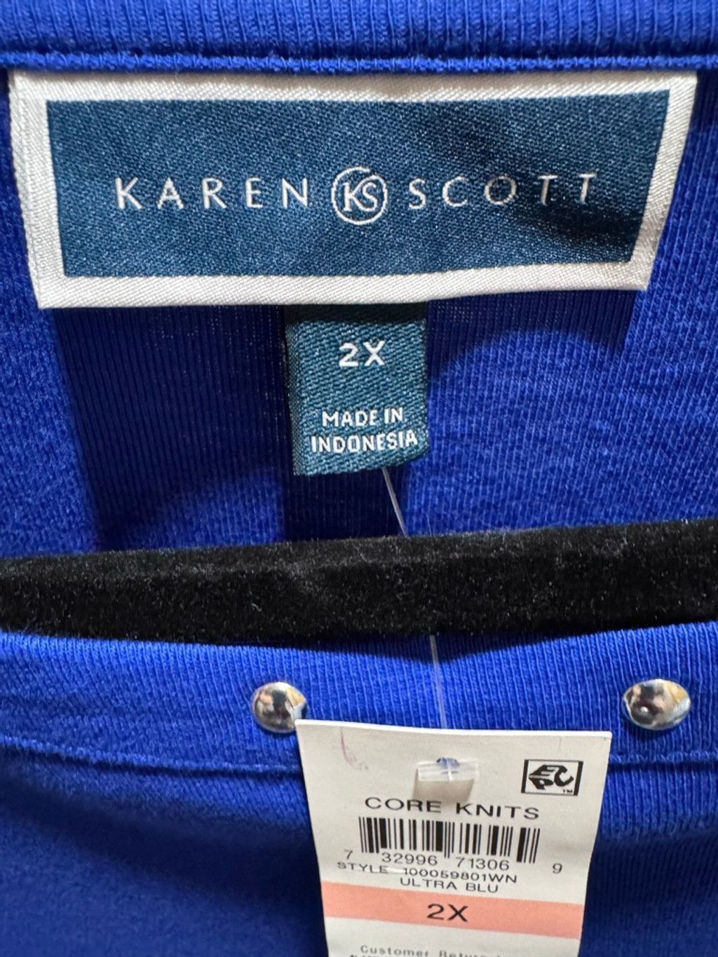Karen Walker Karen Scott Silver-Tone Stud Boat-Neck Top NWT 2X Size XXL / US 16-18 / IT 52-54 - 3 Thumbnail