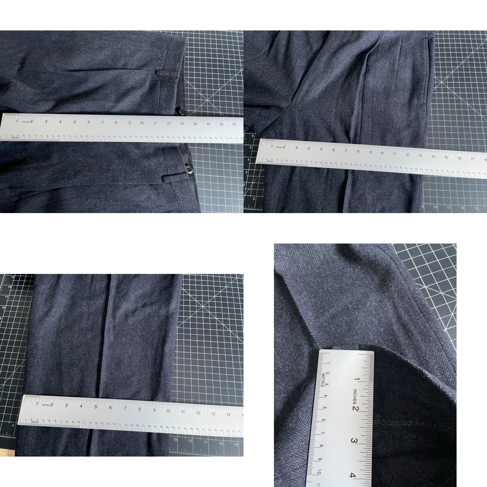 Vintage Wool Herringbone Pleated Trousers Men's 33 x 30 Dark Gray Pants Zip Fly Size US 33 - 8 Thumbnail