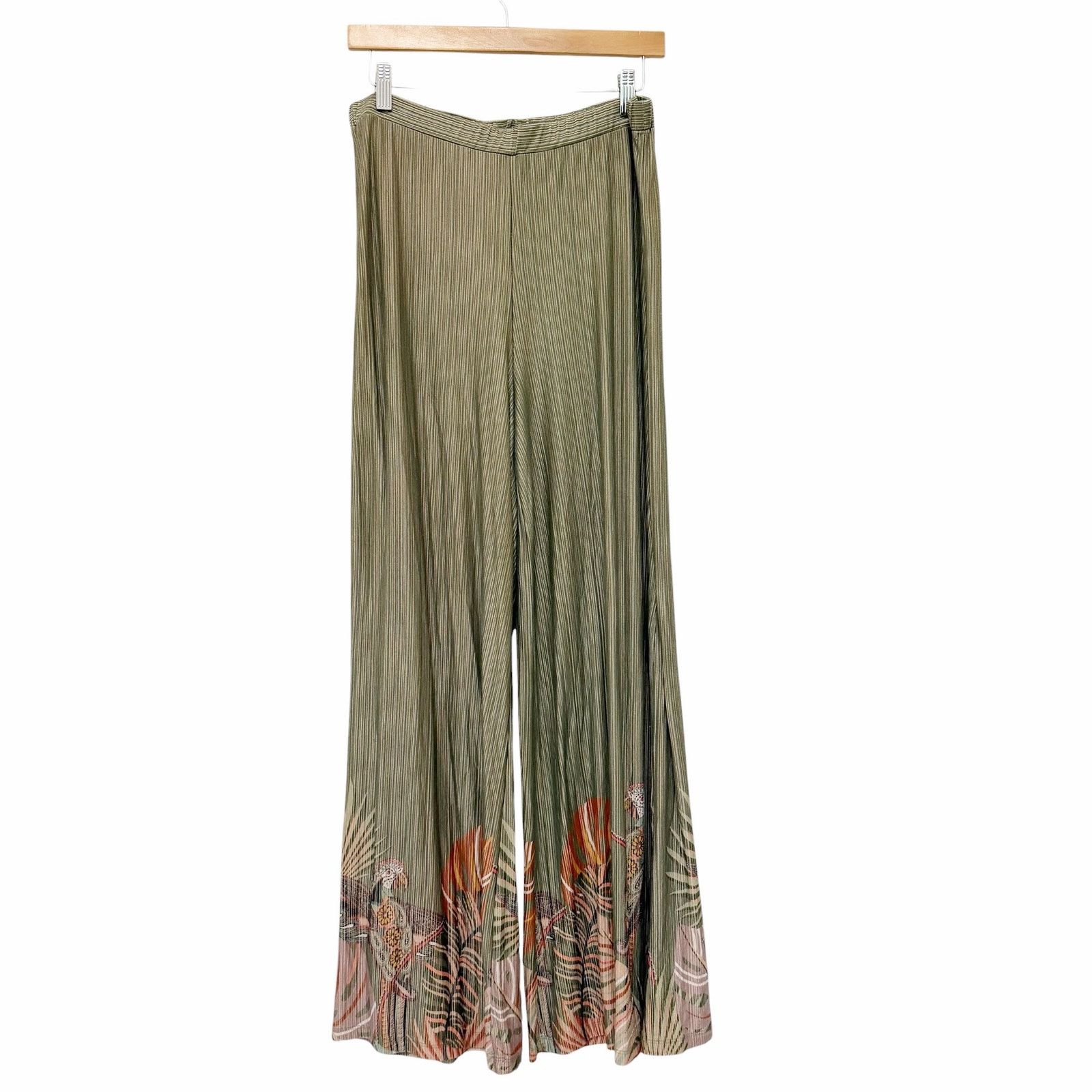 Other Farm Rio Guadaloupe Wide Leg Pants Olive Green Tropical Sz M Size 30" / US 8 / IT 44 - 1 Thumbnail
