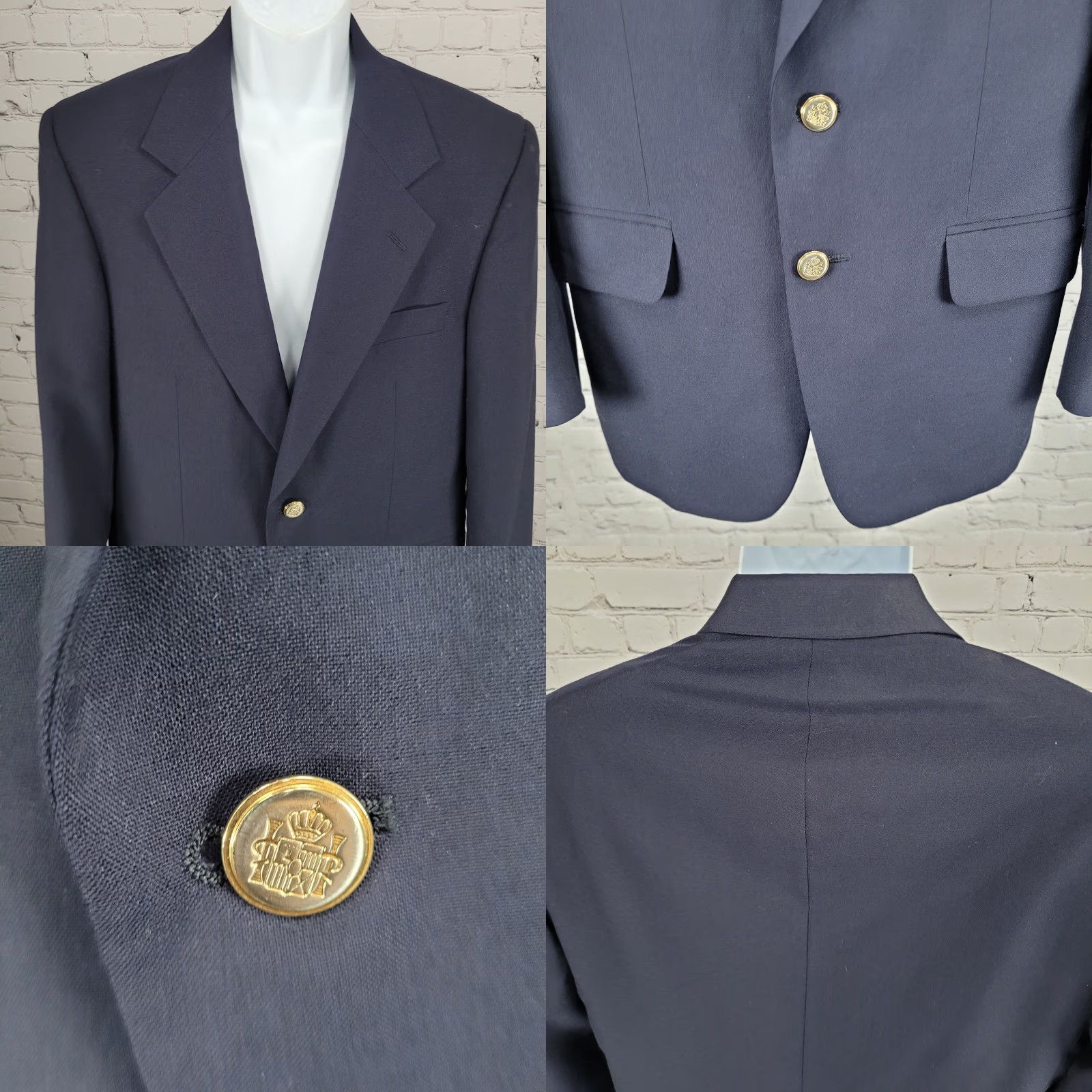 Vintage Mapelli De Milano Navy 100% Wool Blazer Two-Button Notch Size 37S Size 36R - 8 Thumbnail
