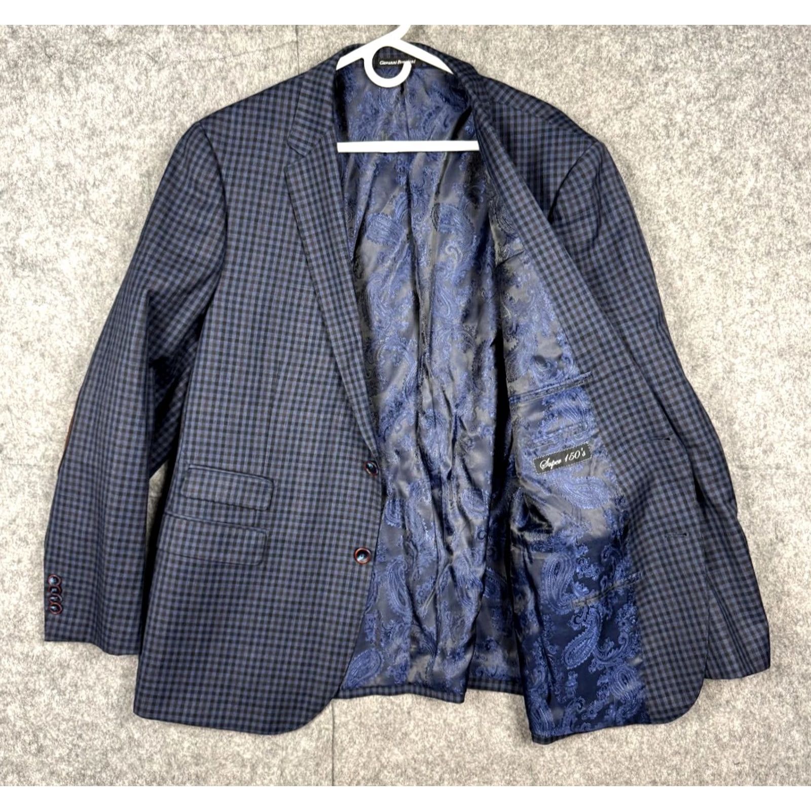 Vintage VINTAGE? No. Giovanni Bresciani Blazer Jacket Men 48R Slim Fit Plaid Wool Italy Plaid Elbow Size 48R - 3 Thumbnail