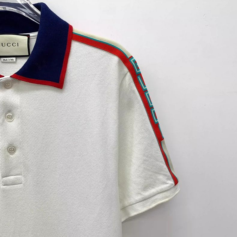 Gucci Gucci White striped cotton lapel short-sleeved polo shirt Size US L / EU 52-54 / 3 - 3 Thumbnail
