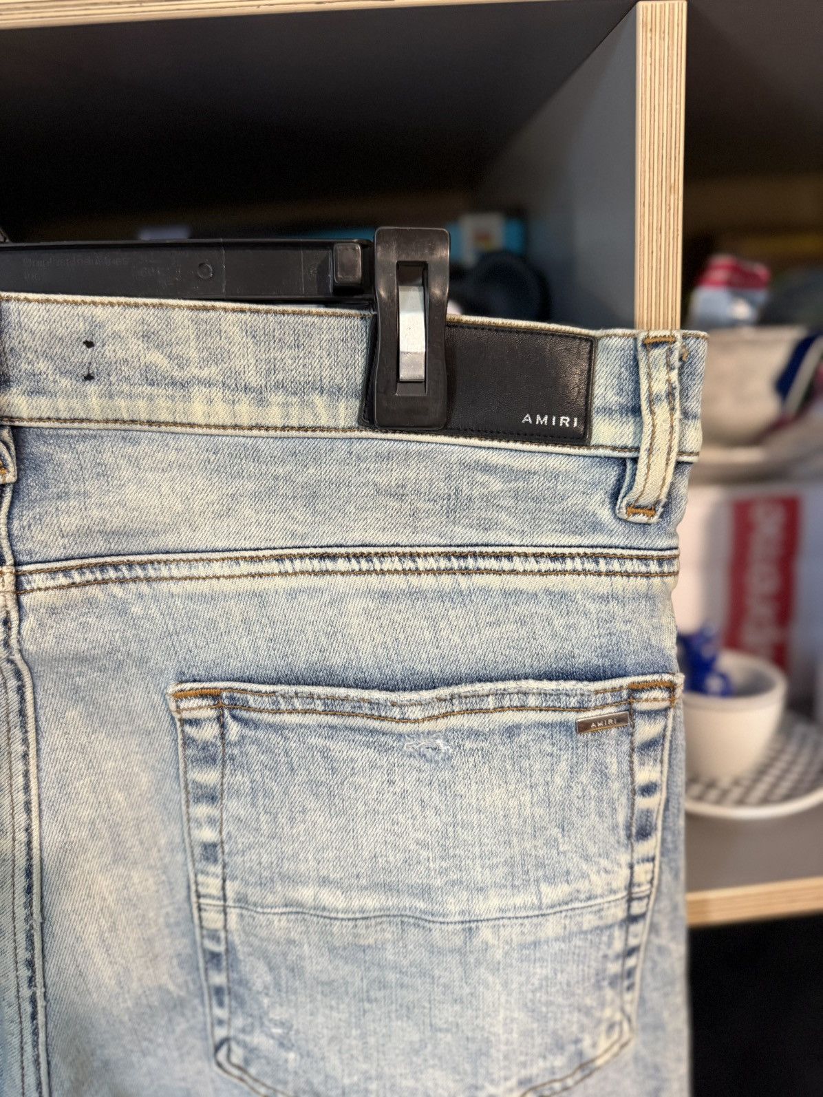 Amiri Amiri Blue MX1 Denim Black Leather Patches Size US 34 / EU 50 - 5 Thumbnail