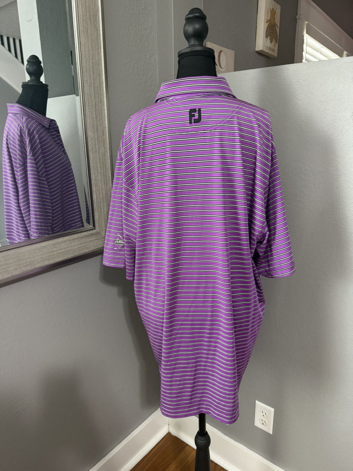 Footjoy FootJoy Purple Striped Polo Golf Performance Shirt Size XL. Size US XL / EU 56 / 4 - 3 Thumbnail