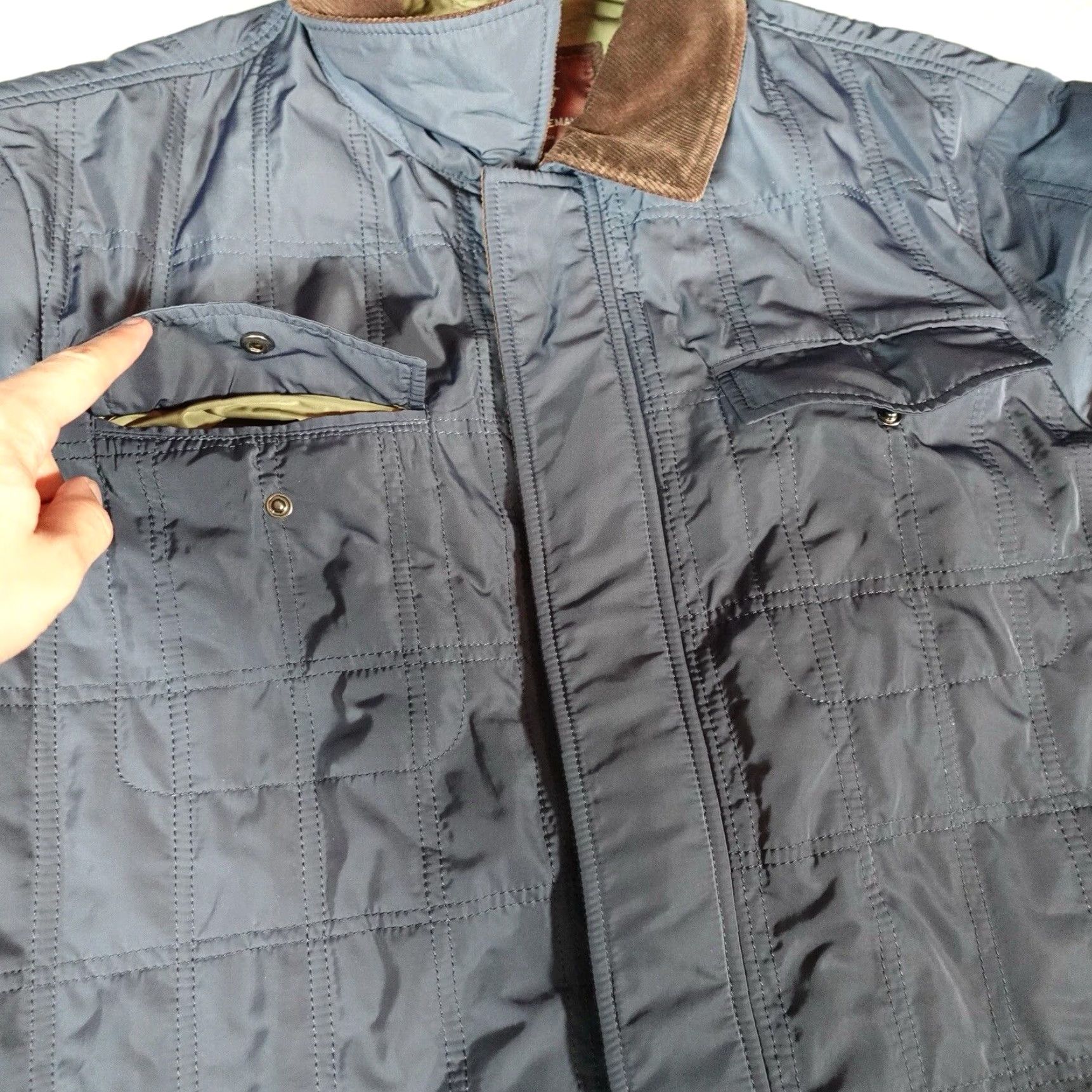 Vintage VINTAGE Hickey Freeman Quilted Corduroy Collar Coat Chore Jacket Mens L Blue Quilted Preppy Jacket Mens L Blue Size US L / EU 52-54 / 3 - 4 Thumbnail