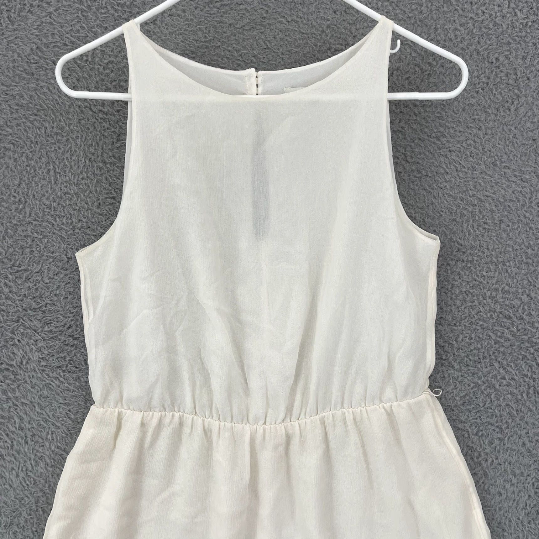 Banana Republic Banana Republic Dress Womens 8 Cream Silk Sleeveless Knee Length Casual Formal Cocktail 100% Silk Satin Size M / US 6-8 / IT 42-44 - 3 Thumbnail