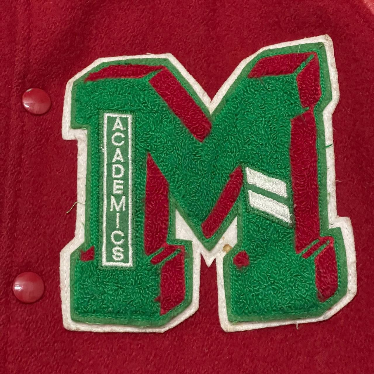 Trophy Clothing Vtg 70s 80s Trophy USA Letterman Red Wool Leather Academics Size US M / EU 48-50 / 2 - 5 Thumbnail