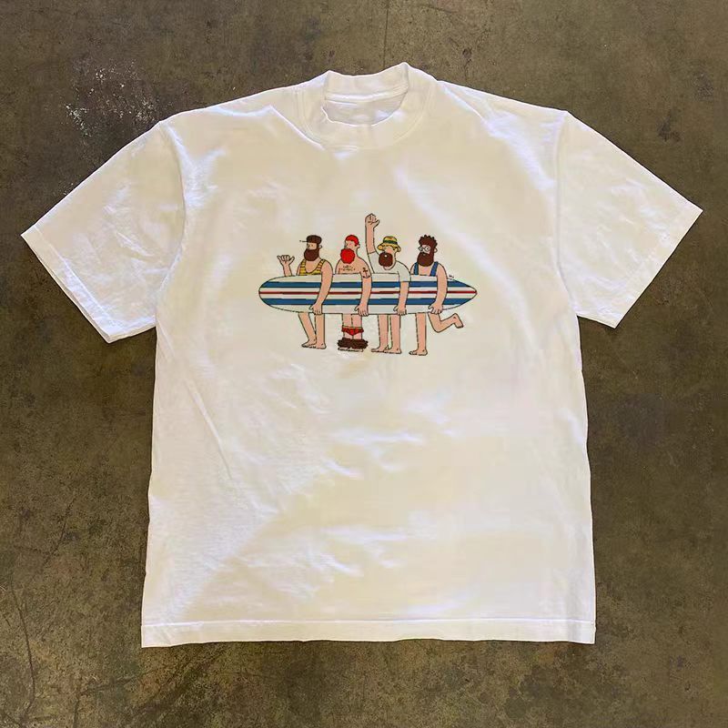 Vintage White Vintage Surf Print Cotton T-Shirt Size US M / EU 48-50 / 2 - 1 Thumbnail