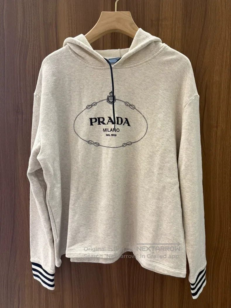 Prada Prada Oat-coloured hooded sweatshirt Size XS / US 0-2 / IT 36-38 - 1 Thumbnail