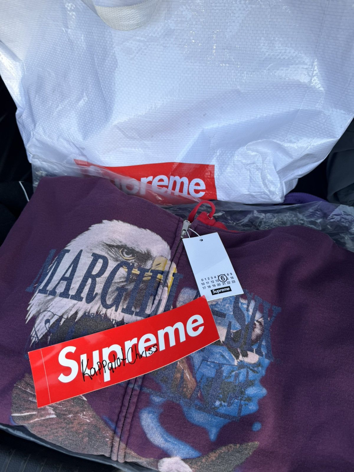Supreme/MM6 Maison Margiela Eagle Zip Up Hooded Sweatshirt 