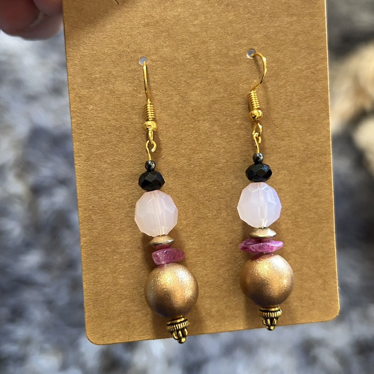 Handmade Handcrafted elegant matte vintage bead earrings Size ONE SIZE - 2 Thumbnail
