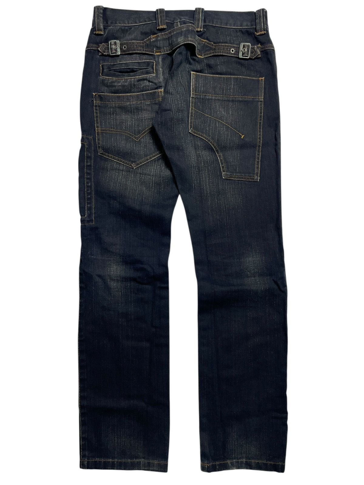 Tornado Mart 291295=Homme - Buckle Back Bikers Denim Pants Size US 31 - 14 Thumbnail