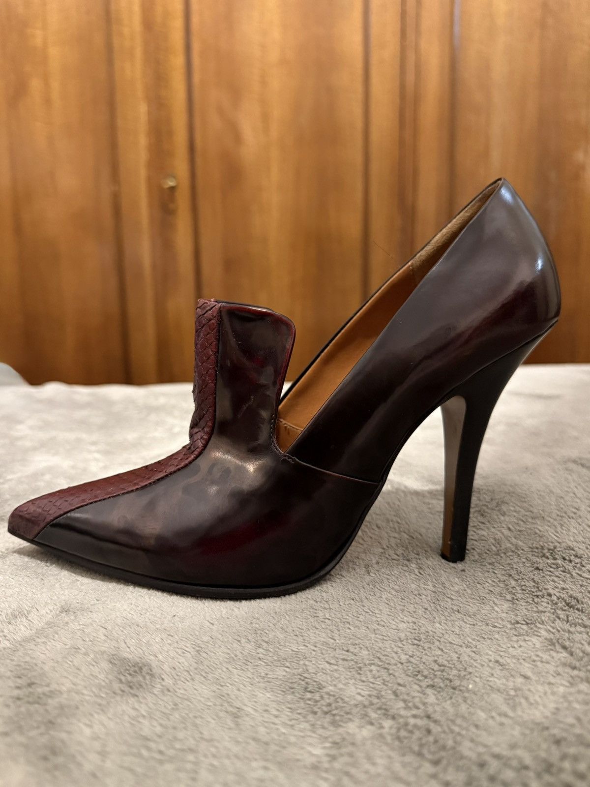 Celine Céline archive heels in pelle bordeaux e pitone. Size US 10 / IT 40 - 8 Thumbnail