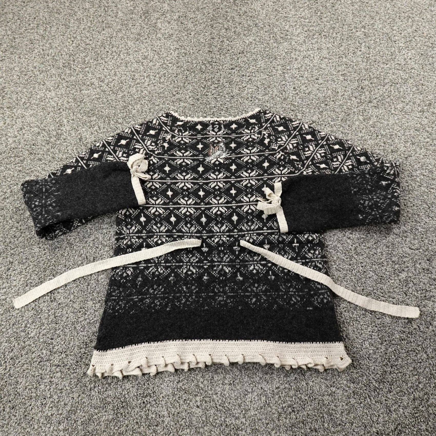 Anthropologie Odd Molly Sweater Womens M Black Nordic Fair Isle Knit Crochet Wool Cotton Nylon Knit Pullover Casual 90s Boyfriend Mens Womens? Size M / US 6-8 / IT 42-44 - 6 Thumbnail