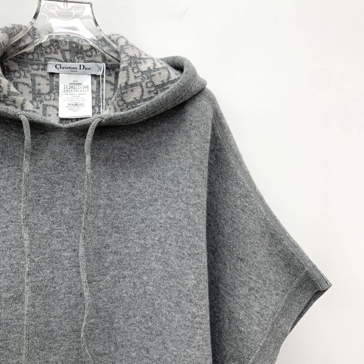 Dior Dior Grey Inner Logo Cashmere Hooded Cape Coat K26WX Size XXS / US 00 / IT 34 - 3 Thumbnail