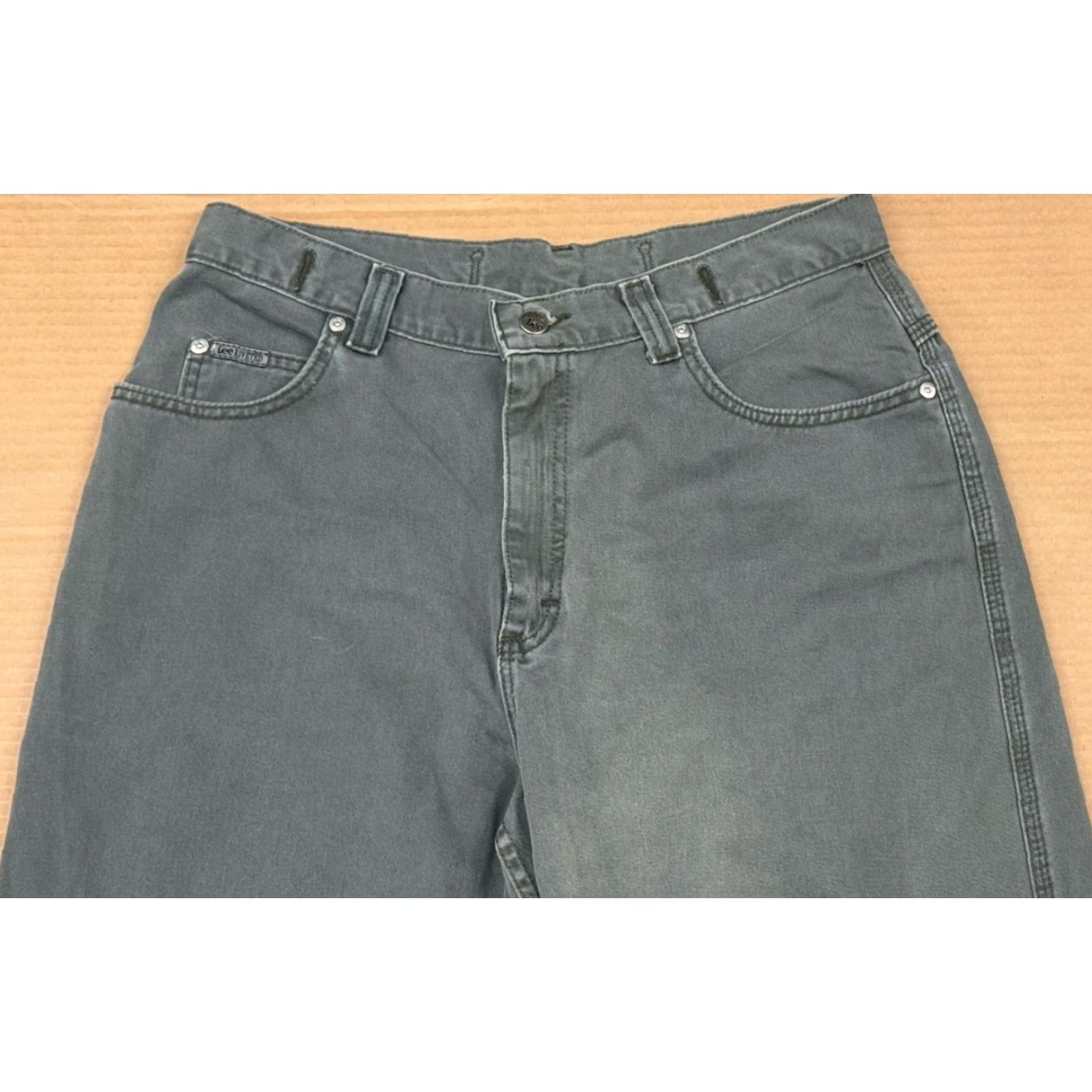 Lee VINTAGE Lee Riveted Buckle Back Canvas Pants Womens Size 14 Petite Green Khaki Style 90s City Preppy Straight Leg Size 36" / US 14 / IT 50 - 7 Thumbnail