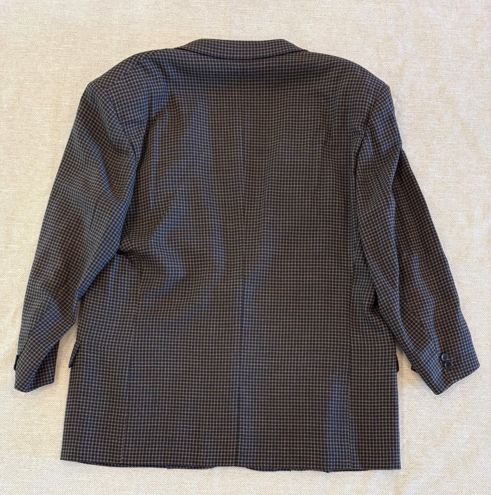 Canali Canali Proposta Sport Coat 48R Blue Tan Micro Check Wool Size 48R - 2 Thumbnail