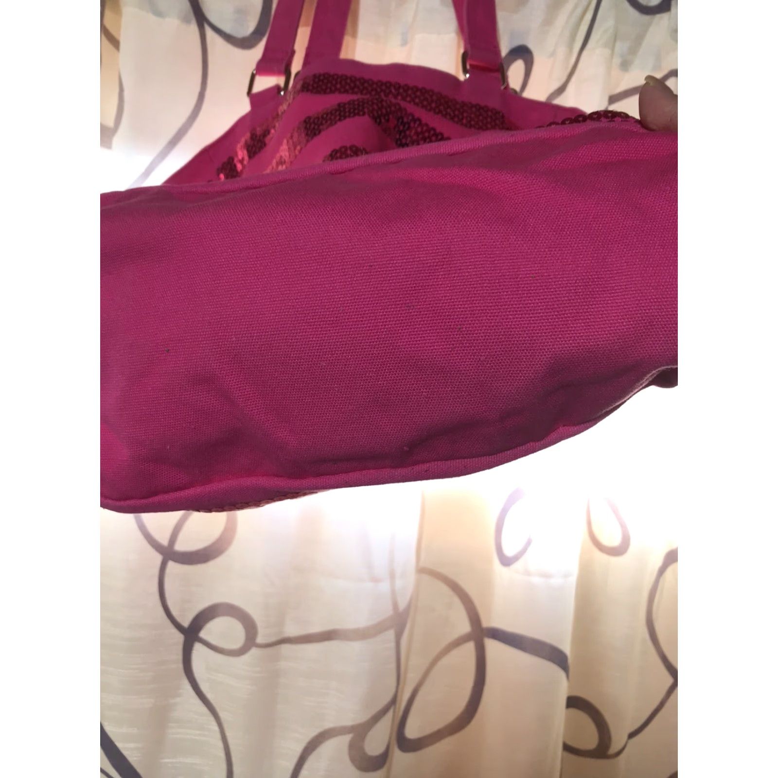 Victoria's Secret VINTAGE Victoria's Secret XL Pink Tote Bag with Sequined Detail, Lightweight Canvas, Women's Size ONE SIZE - 5 Thumbnail