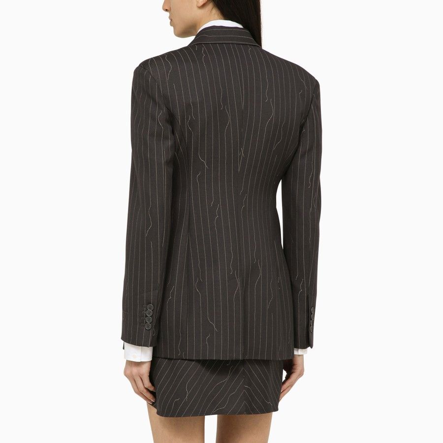 Off-White o1d2blof0924 Wool Blend Single-Breasted Pinstripe Jacket Size S / US 4 / IT 40 - 3 Thumbnail