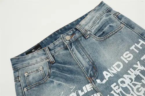 VIBE Street washed distressed graffiti letter print jeans Size US 34 / EU 50 - 5 Thumbnail