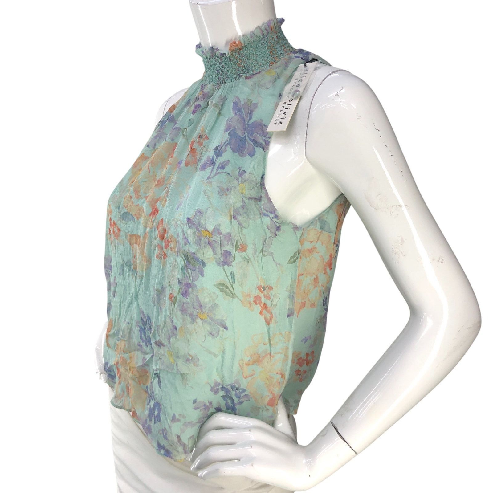 Alice + Olivia Alice + Olivia Sz XS Top Annmarie Smocked High Neck Tank NEW Size XS / US 0-2 / IT 36-38 - 4 Thumbnail