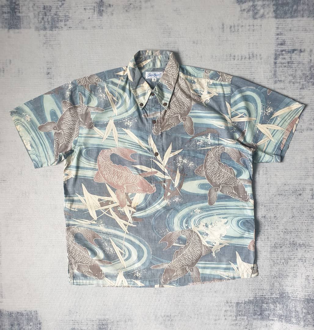 Sugar Cane 💥Sun surf fish koi yakuza Japanese pullover Hawaiian shirt Size US M / EU 48-50 / 2 - 1 Thumbnail