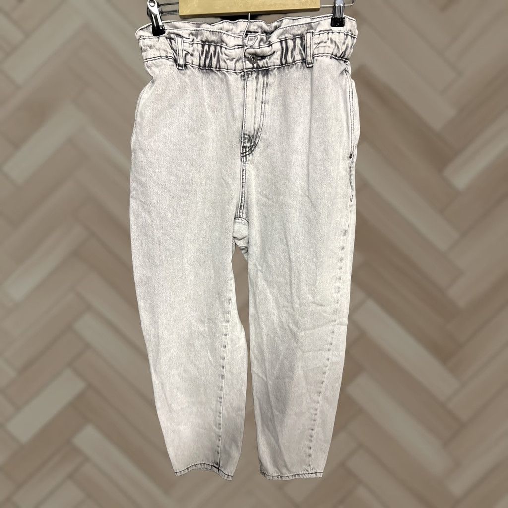 Zara Zara Barrel Jeans High Waisted Denim Paper Bag Waist Women's 6 Jeans City 100% Cotton Regular Zipper Button Pocket Gray Vintage No Size 28" / US 6 / IT 42 - 1 Thumbnail