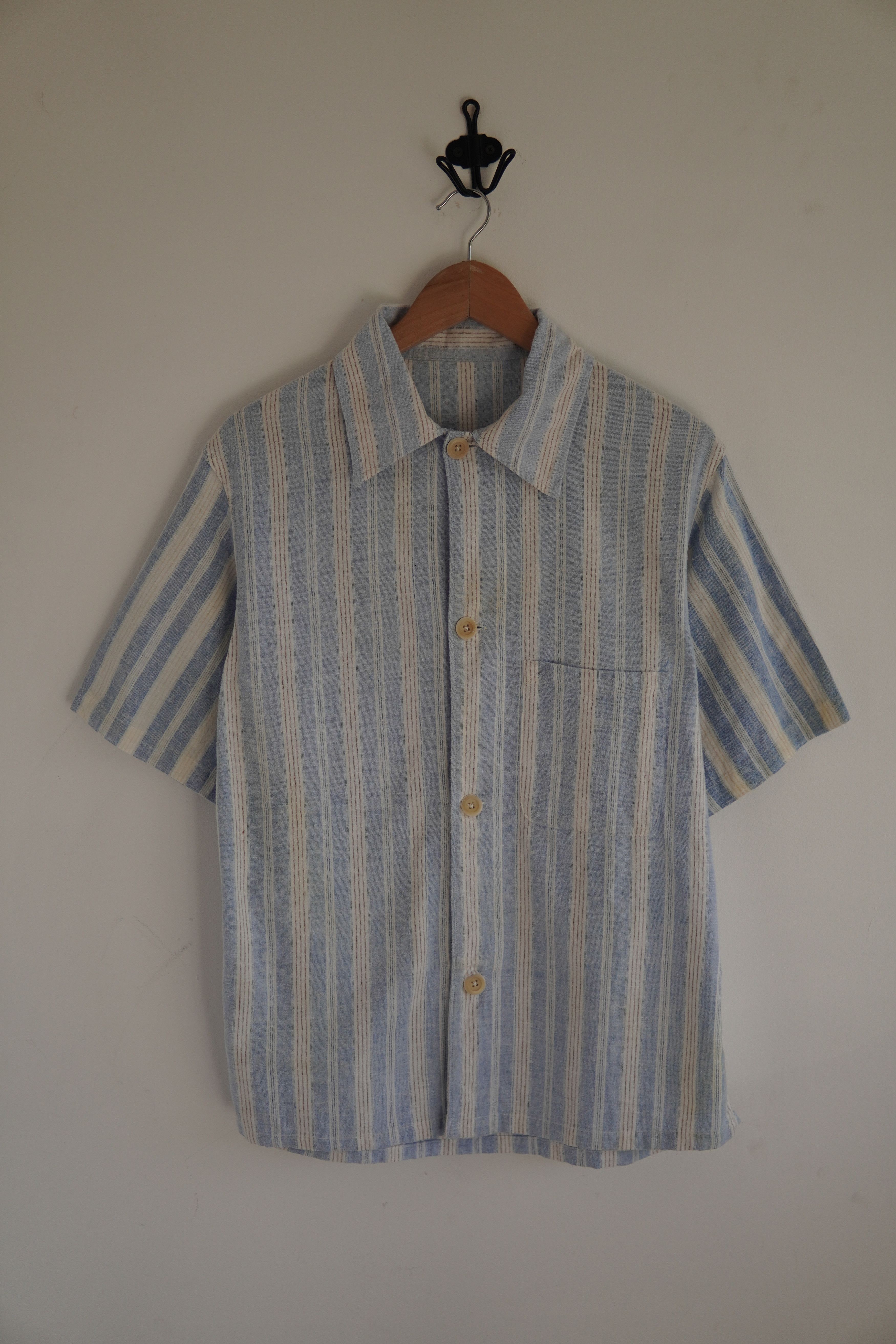 Vintage Vintage 60s Stripped Short Sleeve Shirt Size US M / EU 48-50 / 2 - 1 Thumbnail